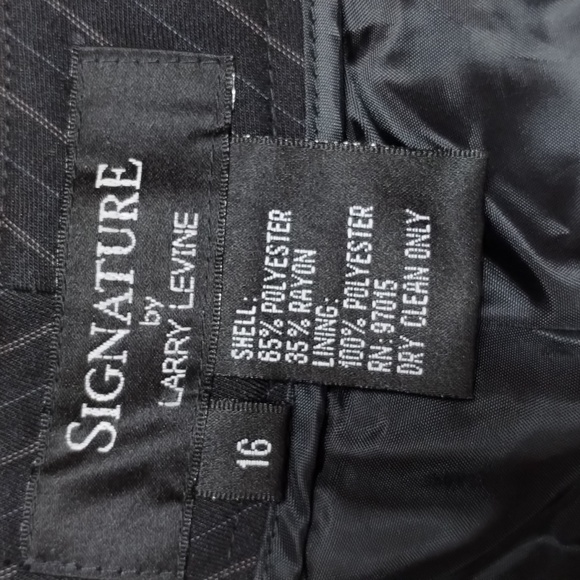 Signature Larry Levine Charcoal High Rise Pin Strip Trousers - Picture 7 of 13